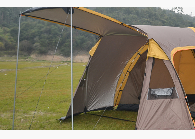 Cheap Goat Tents Extended Camping Tent One Bedroom and One Living Room Hiking Tent for 3 4 People Double Layer Waterproof Outdoor Picnic Awning   